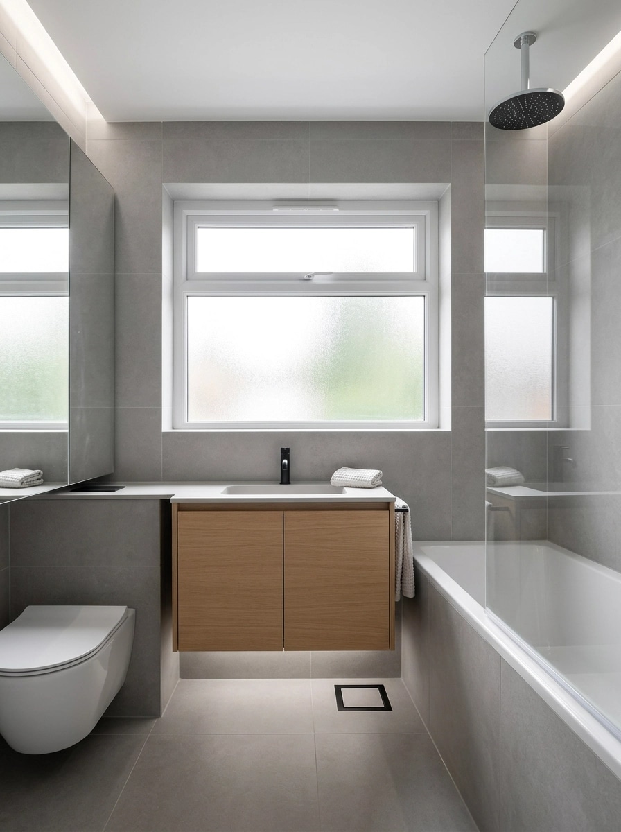 Bathroom interior in Minimalism style — photo by GenRoom AI