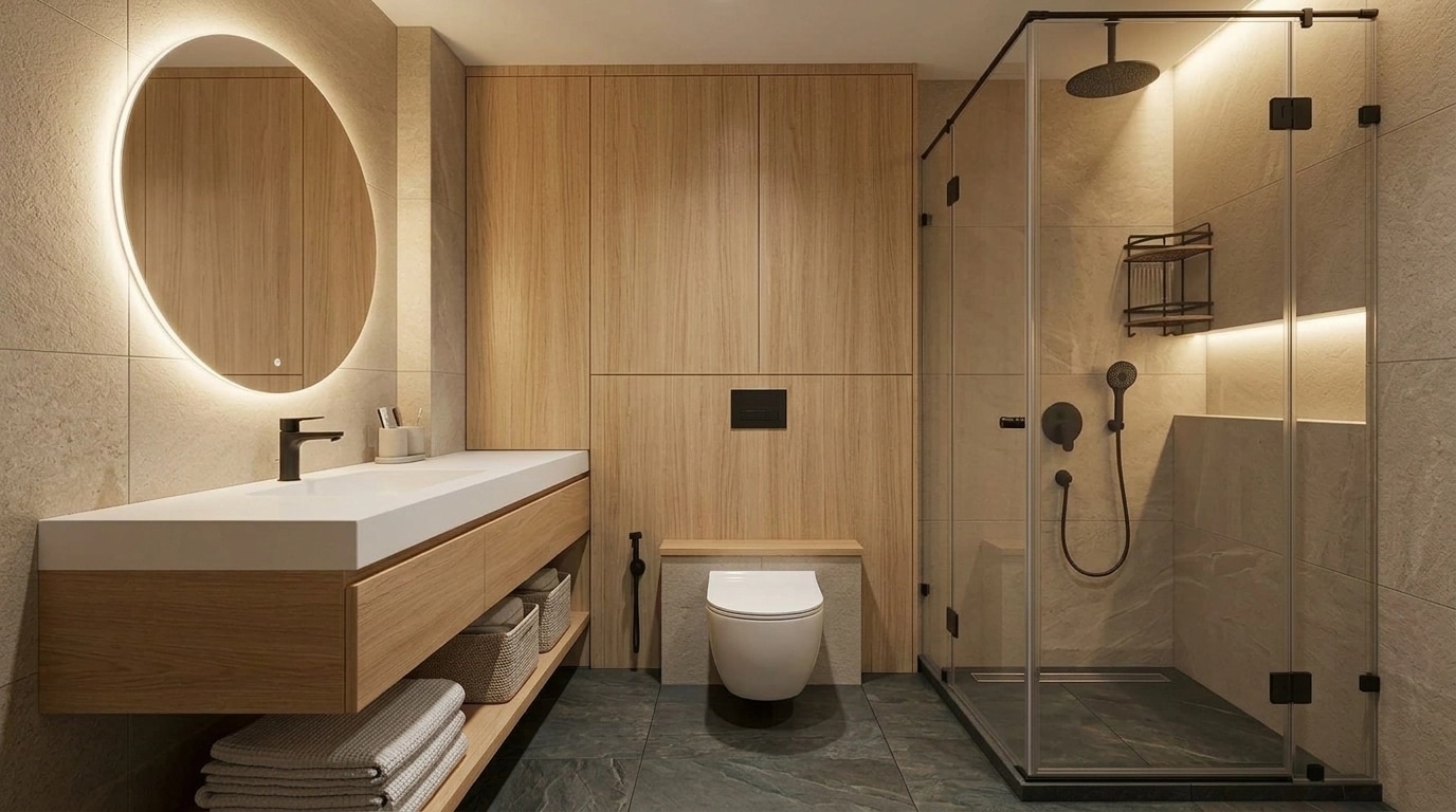 Scandinavian Bathroom design — interior photo by GenRoom AI
