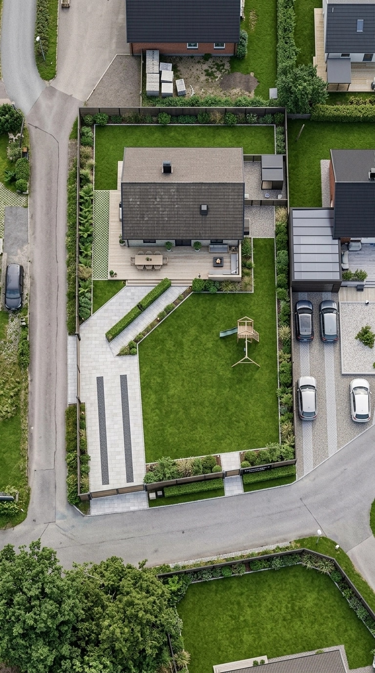 Yard design in Scandinavian Garden style — photo by GenRoom AI