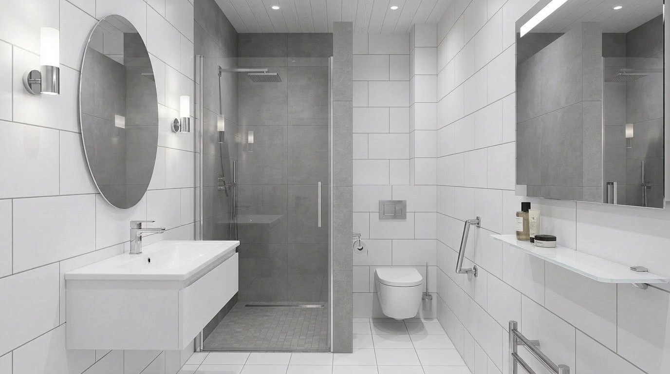 Bauhaus Bathroom design — interior photo by GenRoom AI