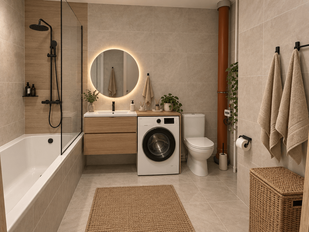 Bathroom interior in Minimalism style — photo by GenRoom AI
