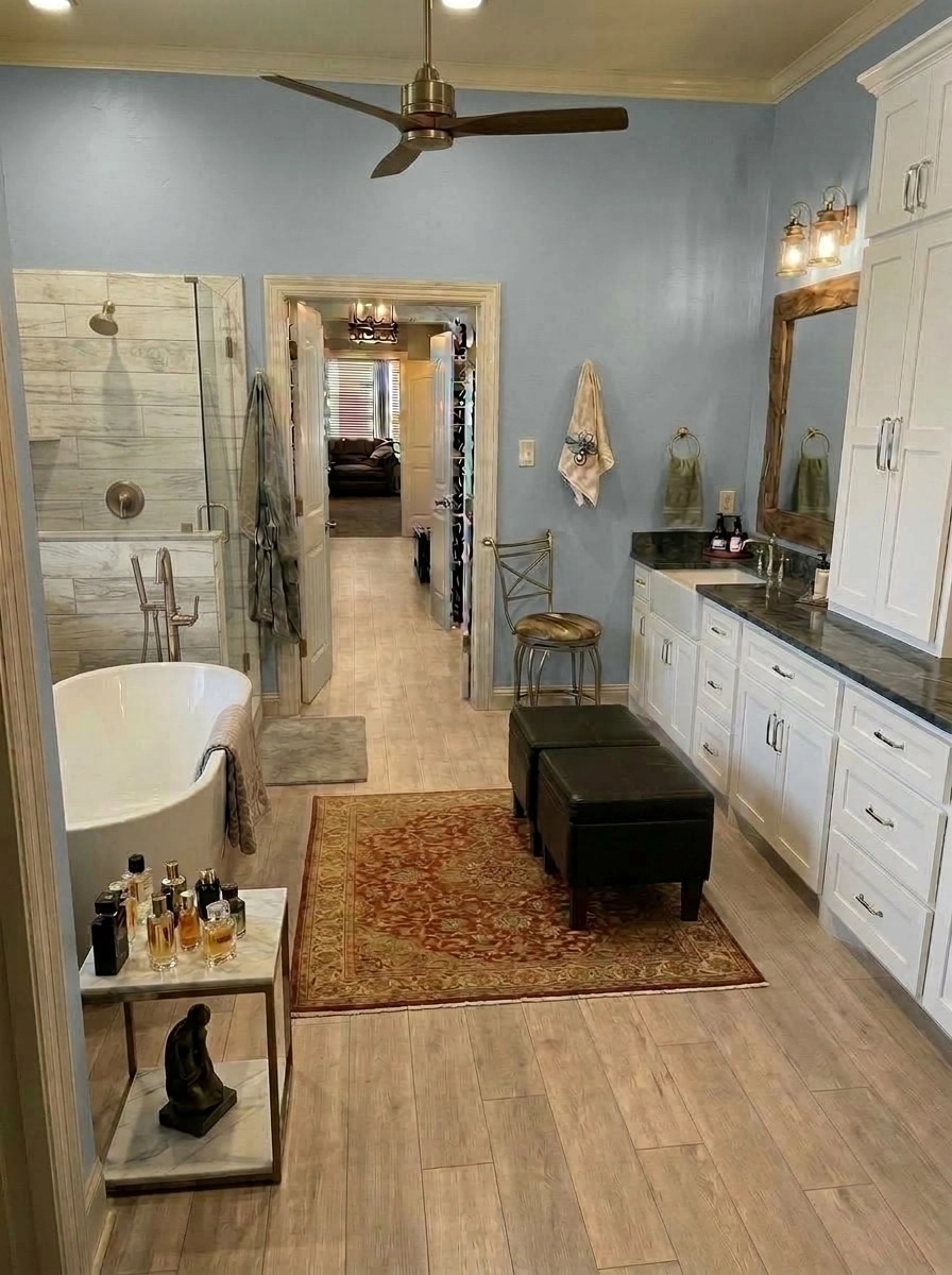 Bathroom interior in Modern Farmhouse style — photo by GenRoom AI