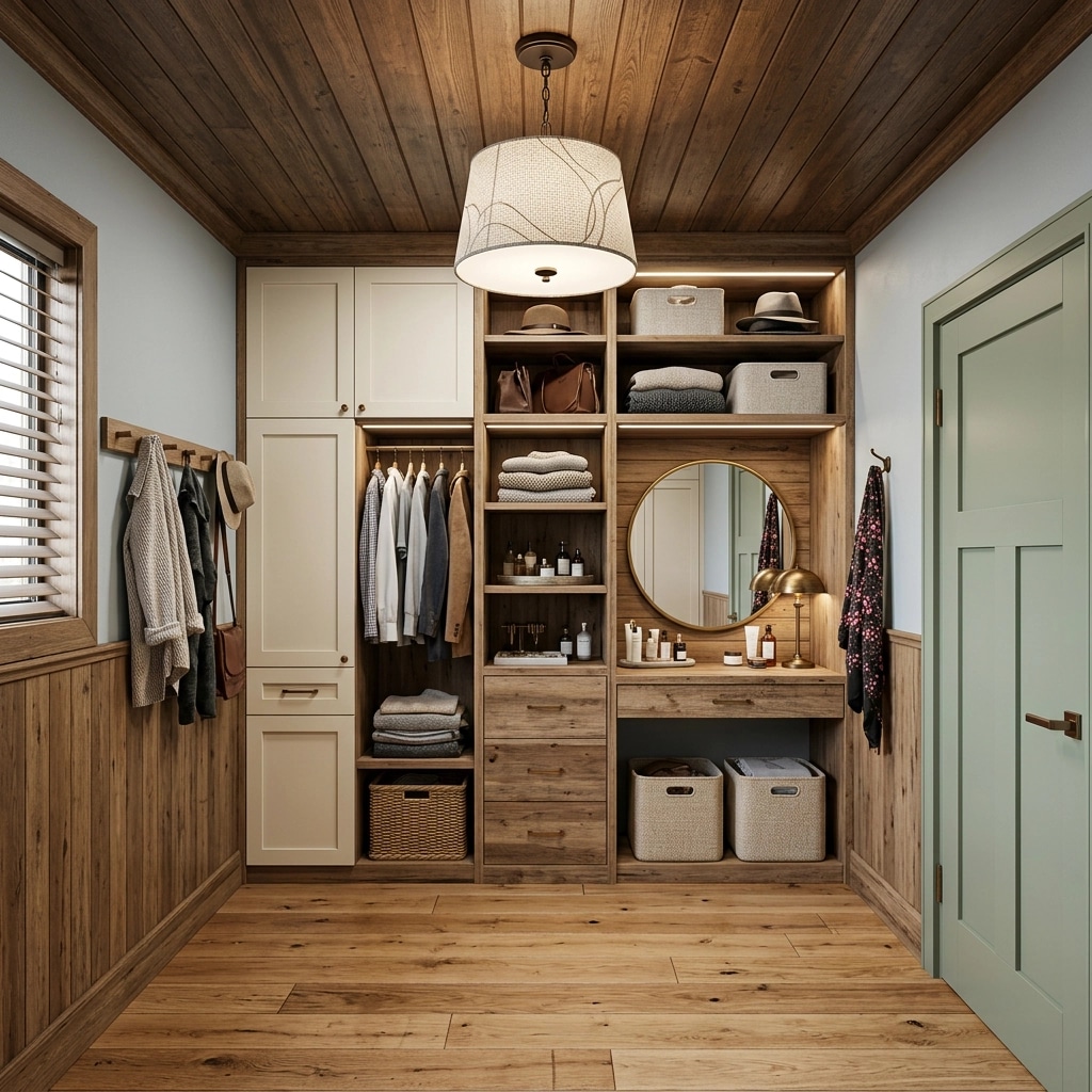 Interior design in Modern Farmhouse style — wardrobe by GenRoom AI