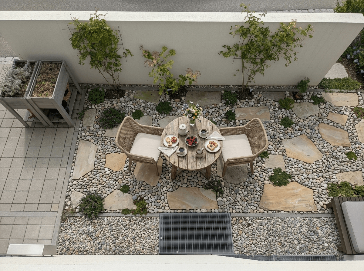 Yard design in Eco Natural Garden style — photo by GenRoom AI