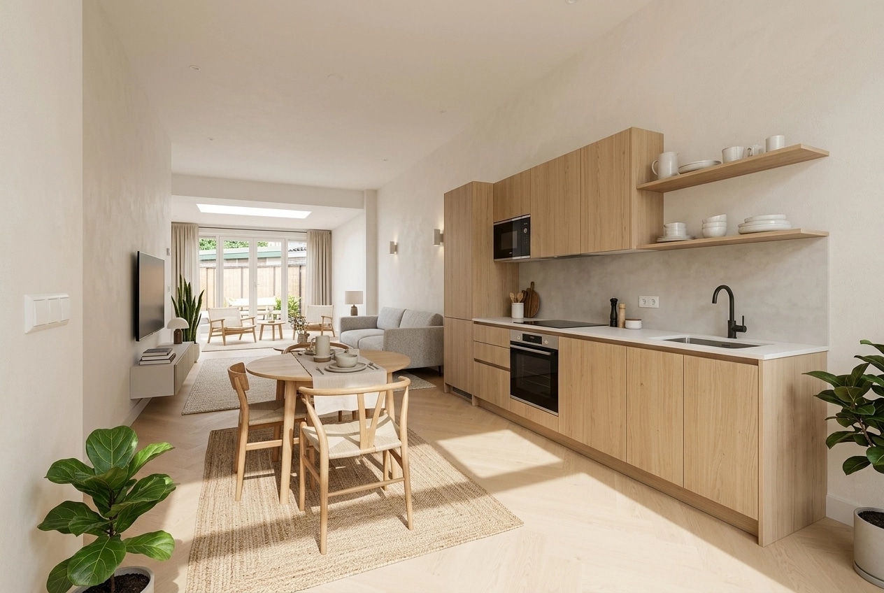 Kitchen interior in Scandinavian style — photo by GenRoom AI