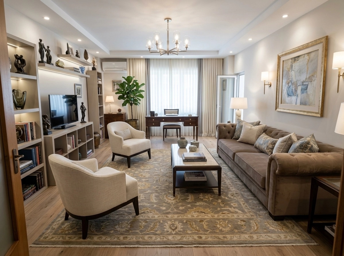 Transitional Living Room design — interior photo by GenRoom AI
