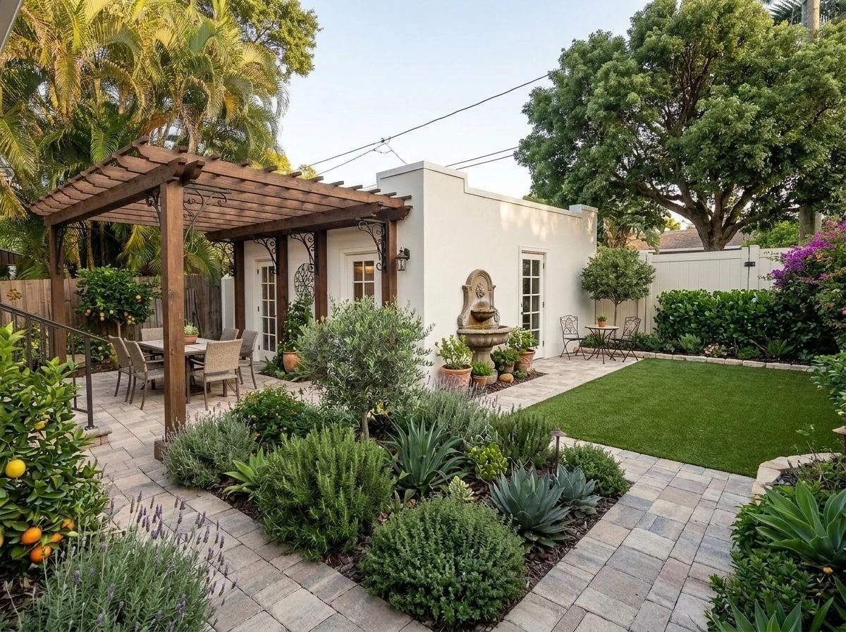 Landscape design in Mediterranean Yard style — Yard by GenRoom AI
