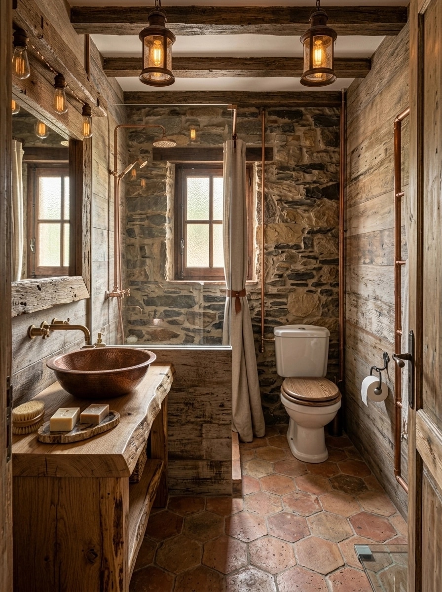 Bathroom interior in Rustic style — photo by GenRoom AI