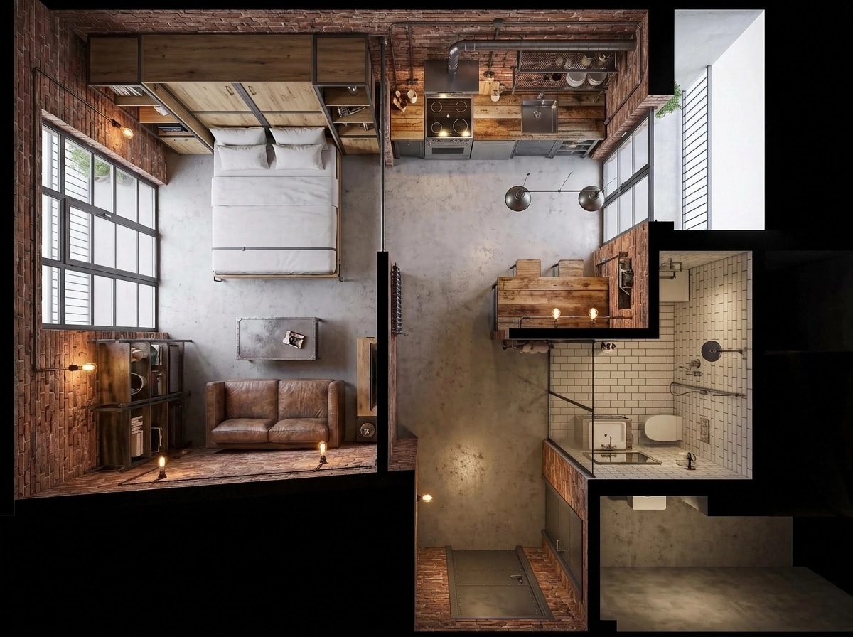 Interior design in Loft / Industrial style — Living Room by GenRoom AI