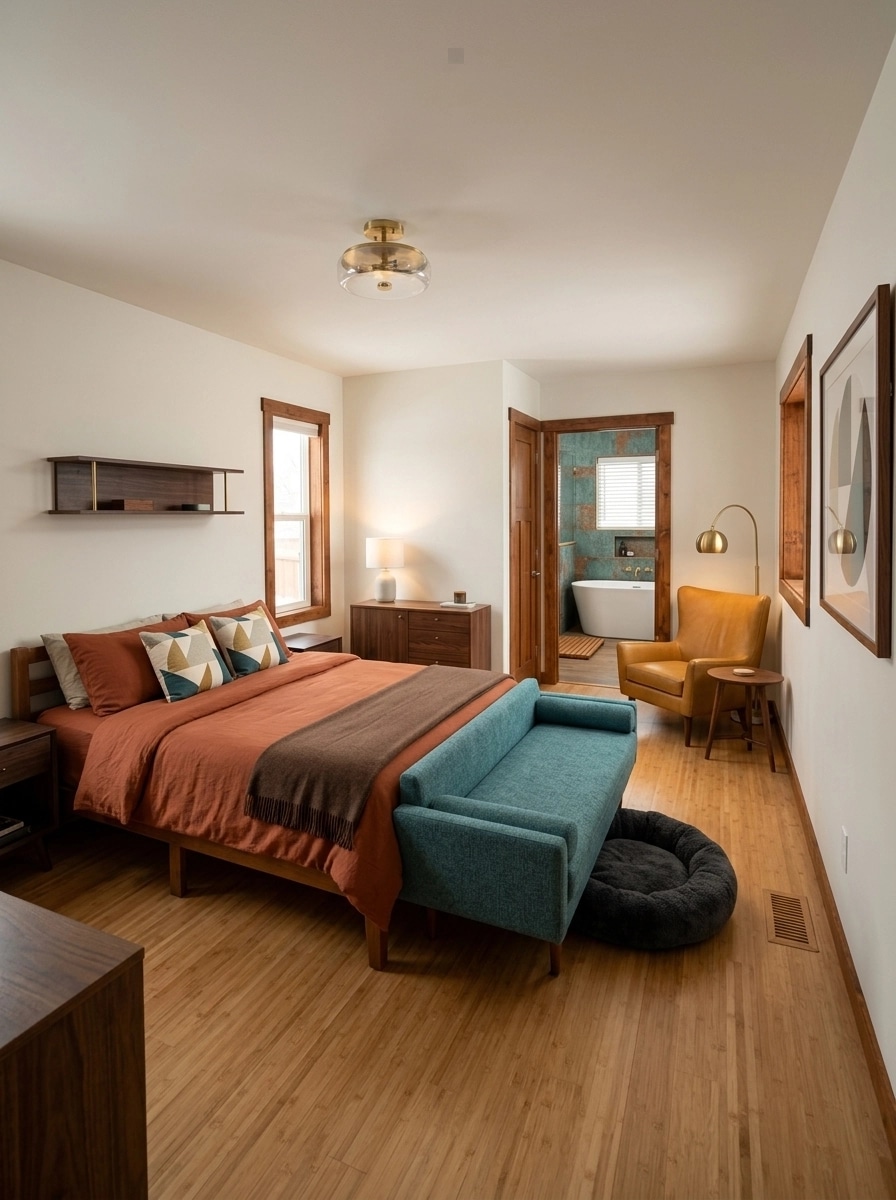 Interior design in Mid-Century Modern style — Bedroom by GenRoom AI
