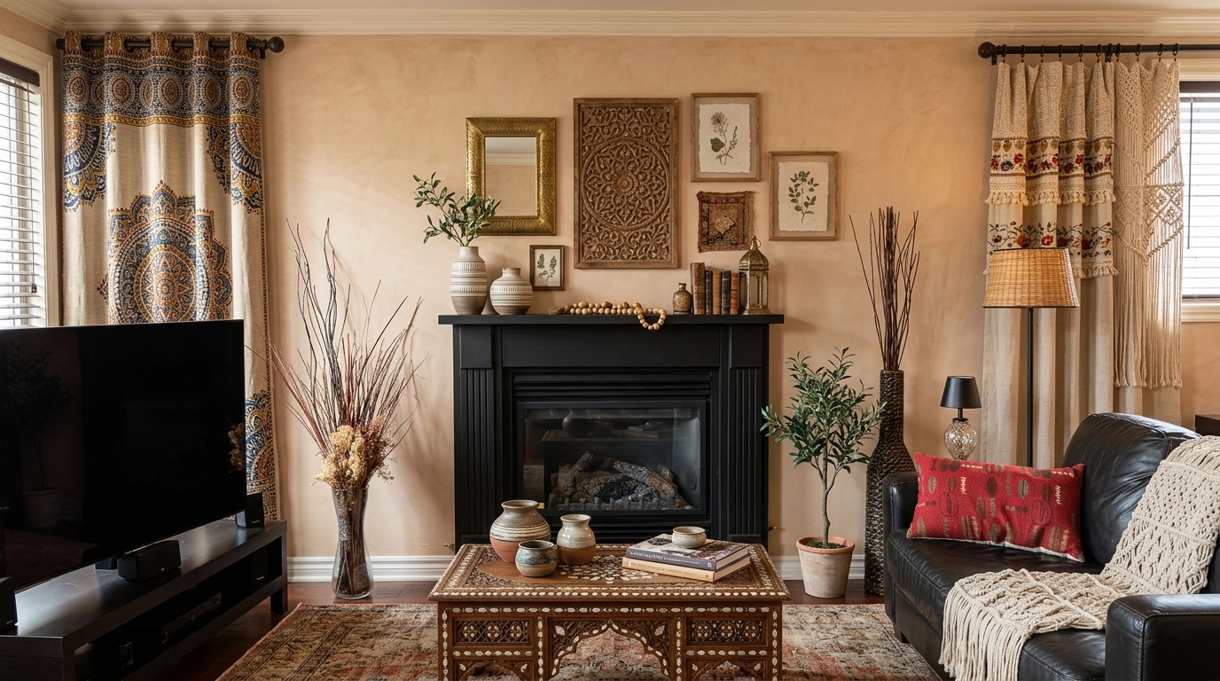 Interior design in Bohemian style — Living Room by GenRoom AI