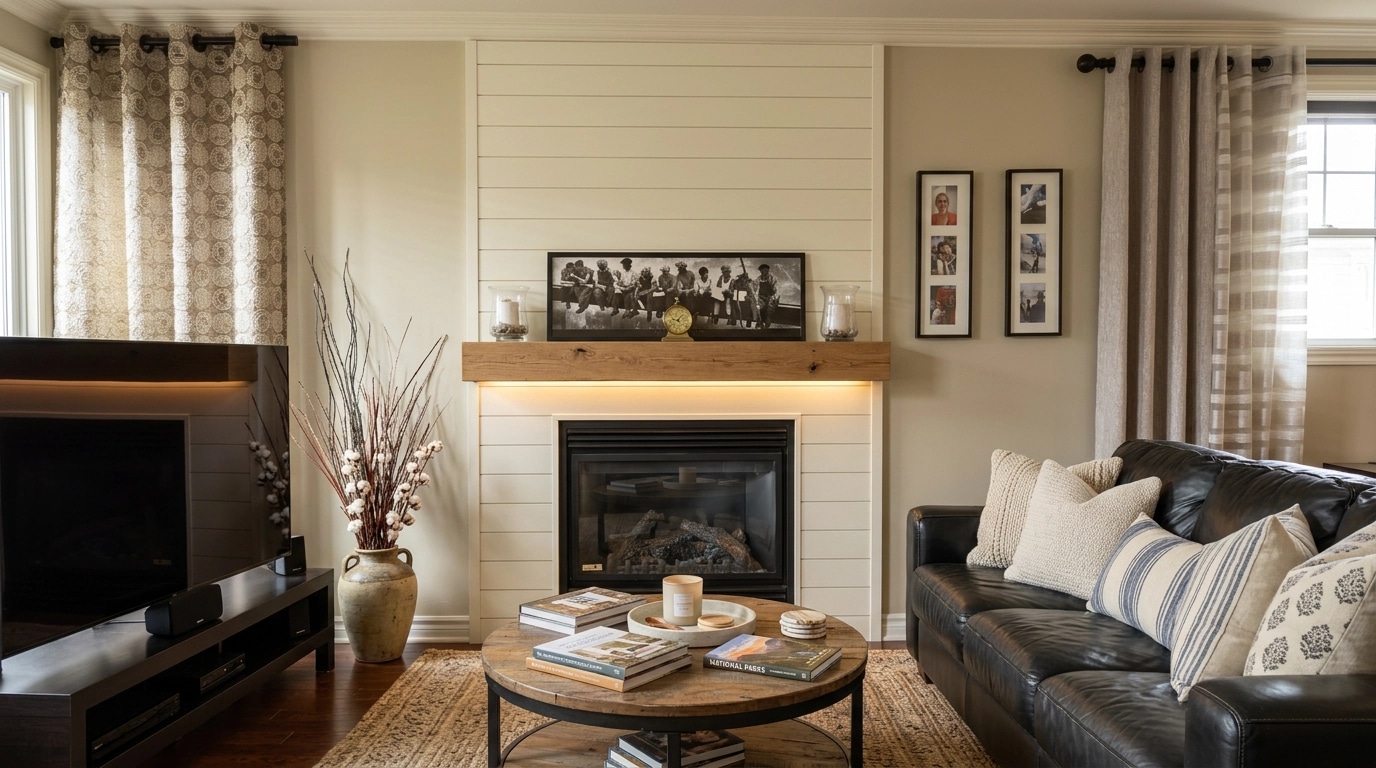Modern Farmhouse Living Room design — interior photo by GenRoom AI