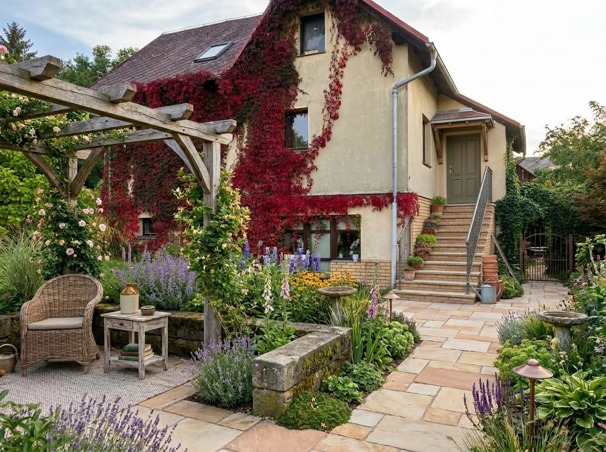 Design paysager en style Country Rustic Garden — Jardin par GenRoom AI