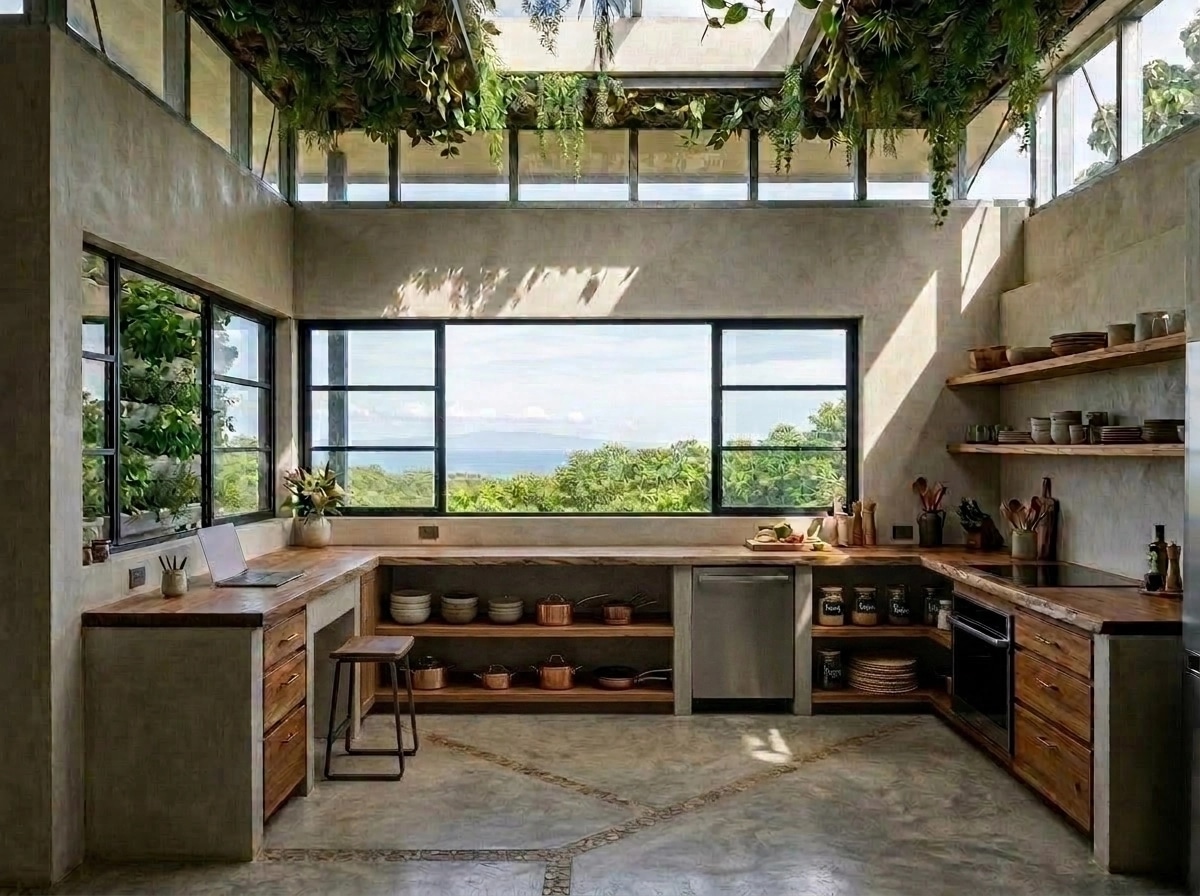 Kitchen interior in Biophilic style — photo by GenRoom AI