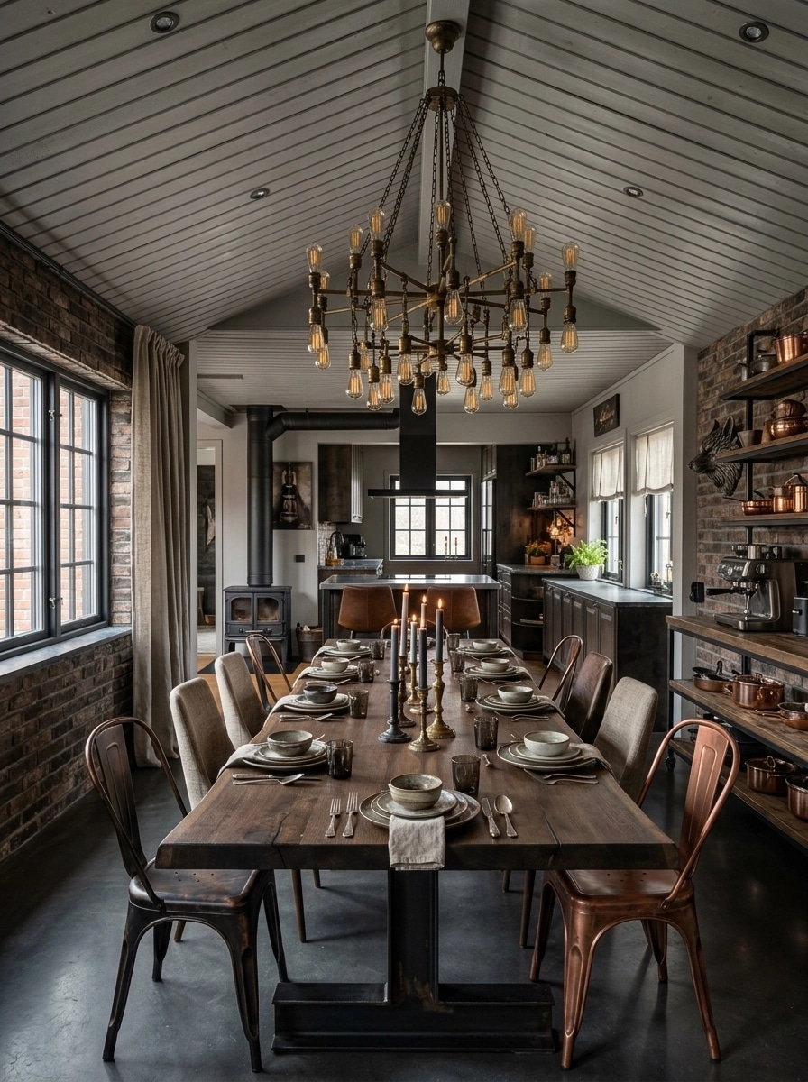 Interior design in Loft / Industrial style — dining_room by GenRoom AI