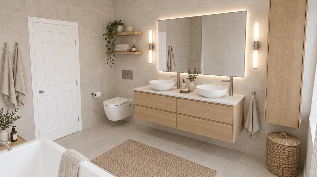 Scandinavian Bathroom design — interior photo by GenRoom AI