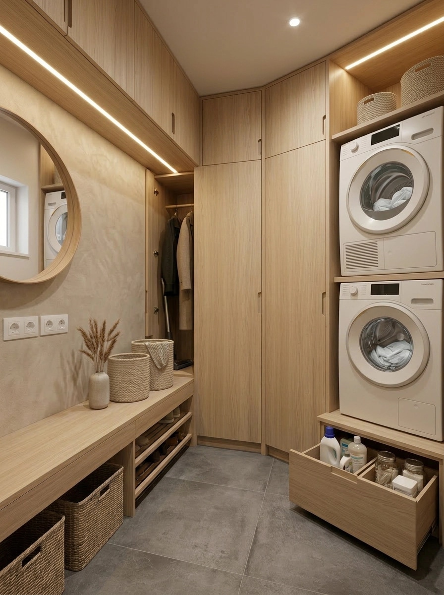 Interior design in Japandi style — laundry by GenRoom AI