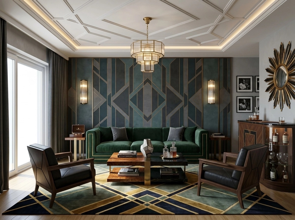 Interior design in Art Deco style — Living Room by GenRoom AI