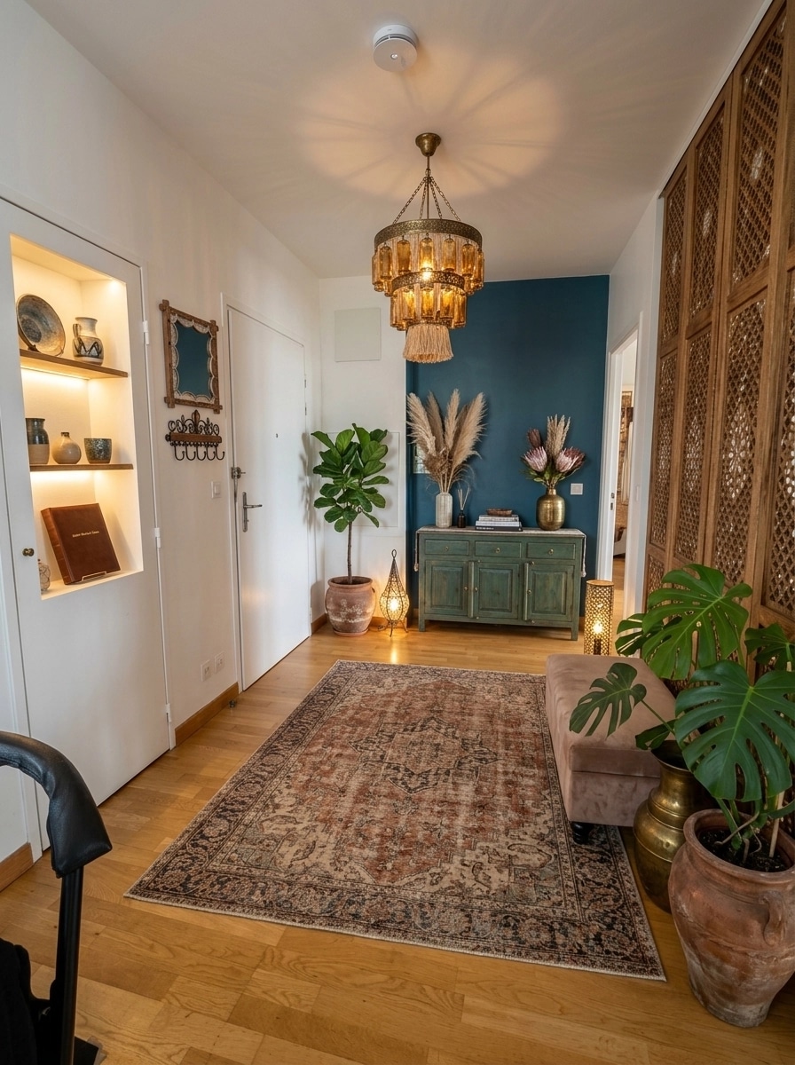 Interior design in Bohemian style — lobby by GenRoom AI
