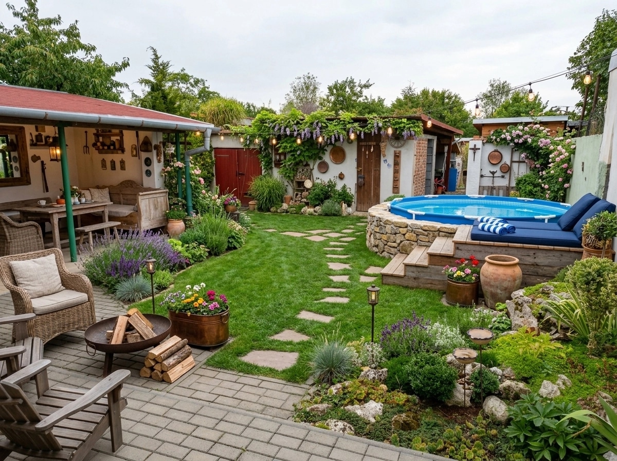 Country Rustic Garden Yard design — yard photo by GenRoom AI