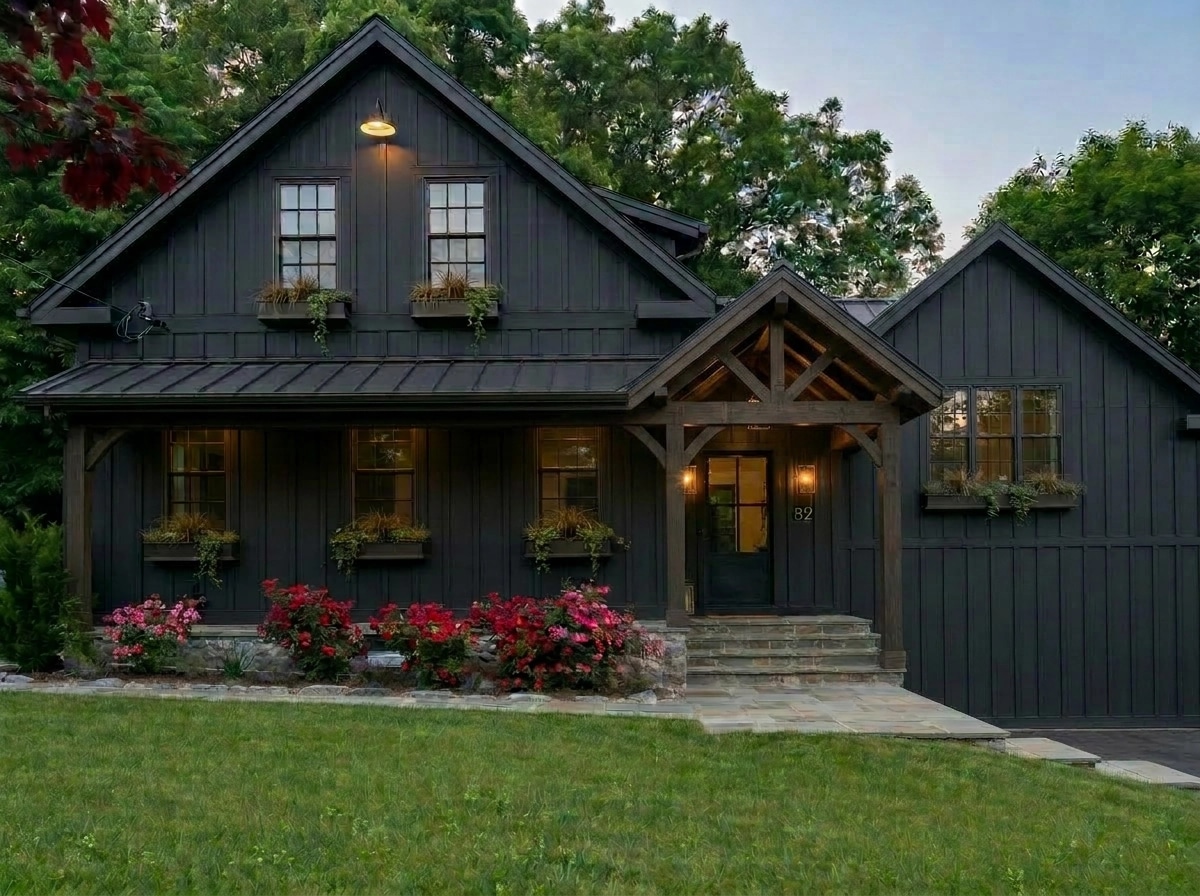 Facade design in Barnhouse Facade style — photo by GenRoom AI