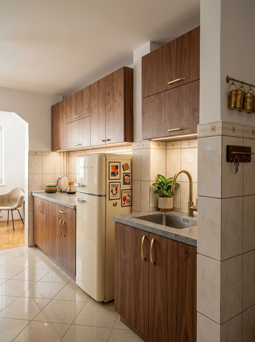 Kitchen interior in Mid-Century Modern style — photo by GenRoom AI