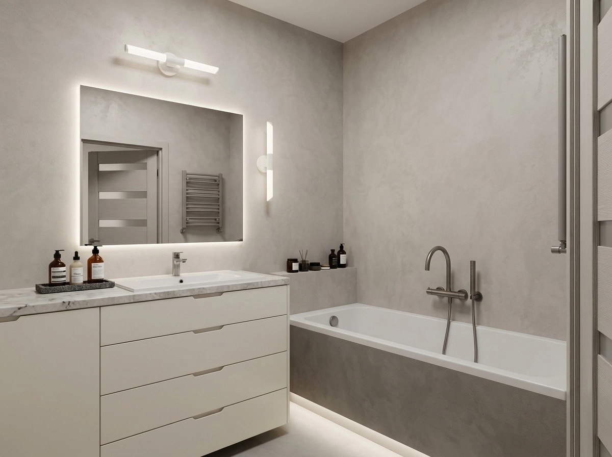 Bathroom interior in Minimalism style — photo by GenRoom AI