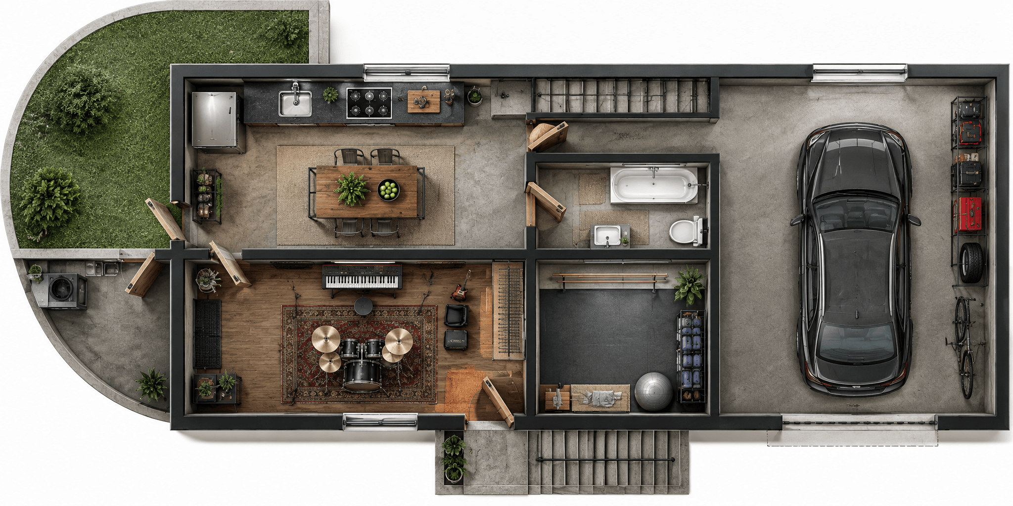 Design de interiores em estilo Loft / Industrial — Sala de Estar por GenRoom AI