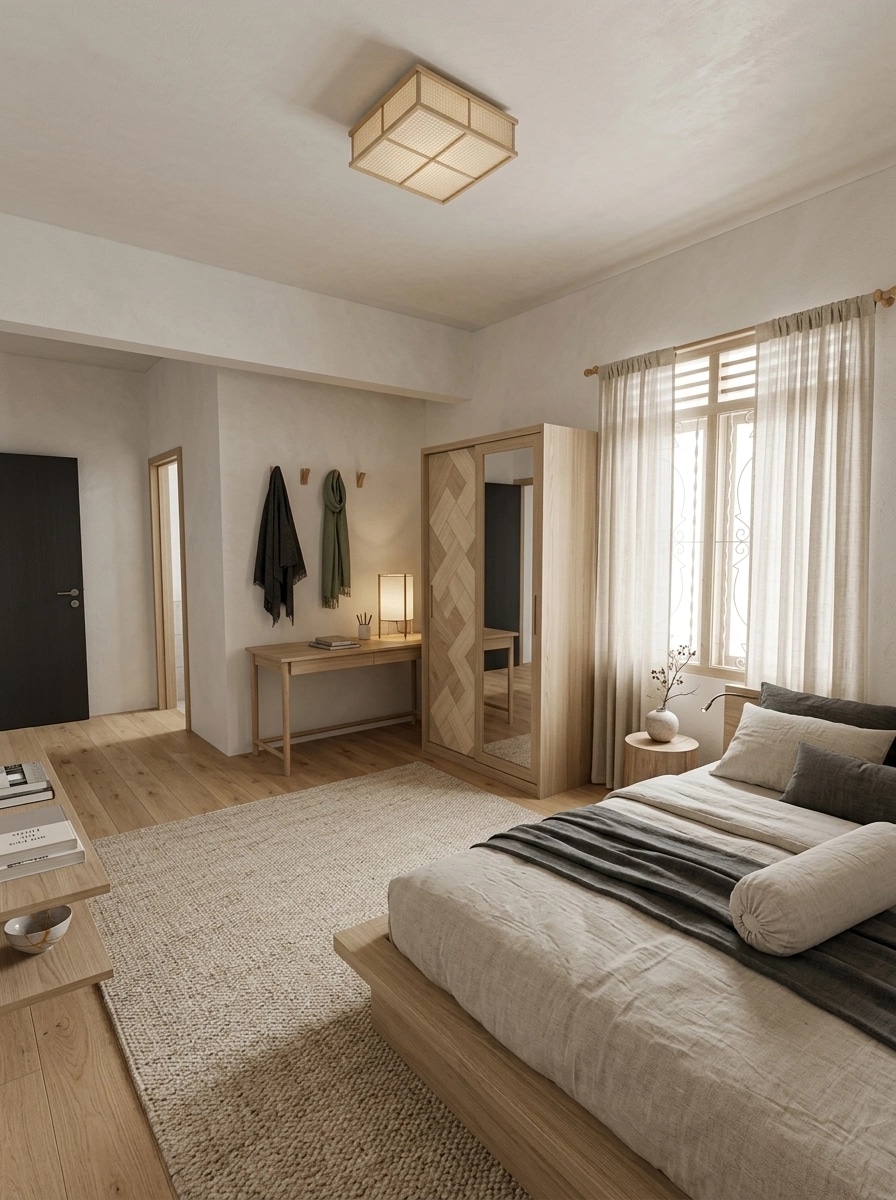 Japandi Bedroom design — interior photo by GenRoom AI