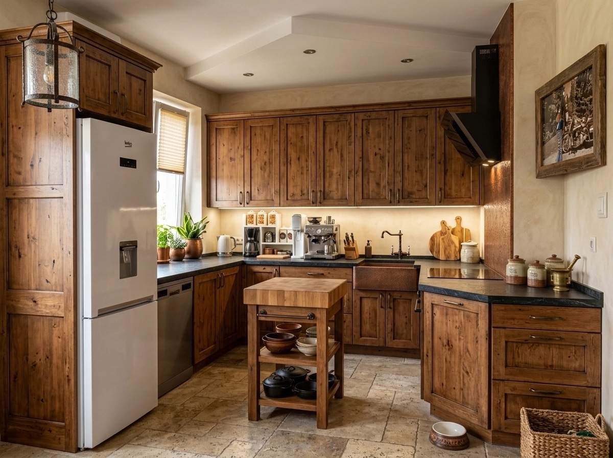 Kitchen interior in Rustic style — photo by GenRoom AI