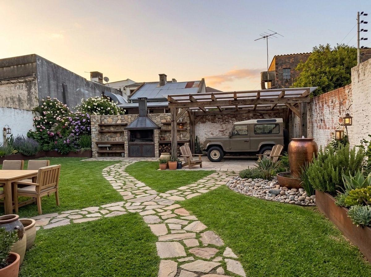 Design d'interni in stile Rustic — Giardino di GenRoom AI