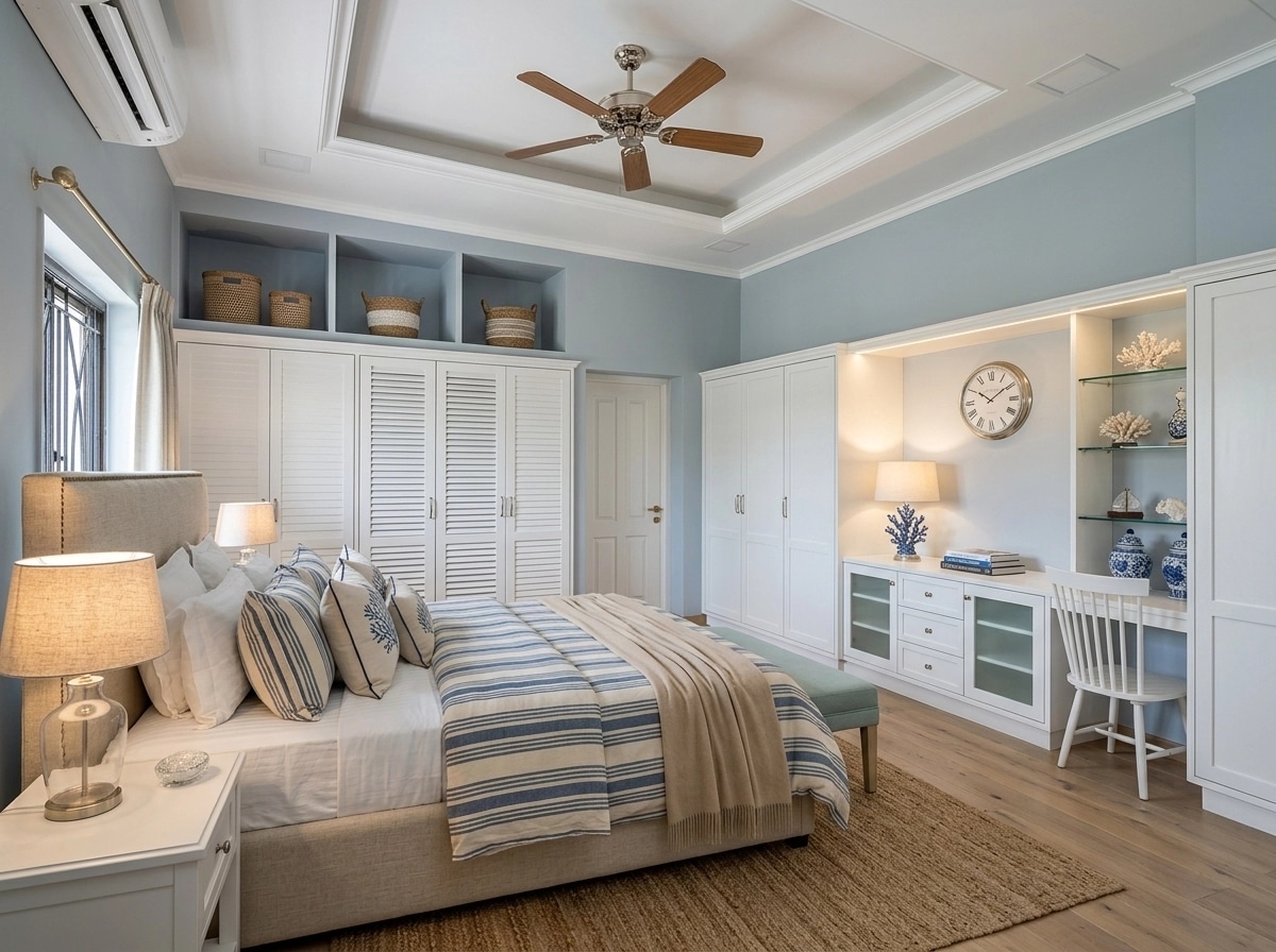 Interior design in Coastal / Hamptons style — Bedroom by GenRoom AI