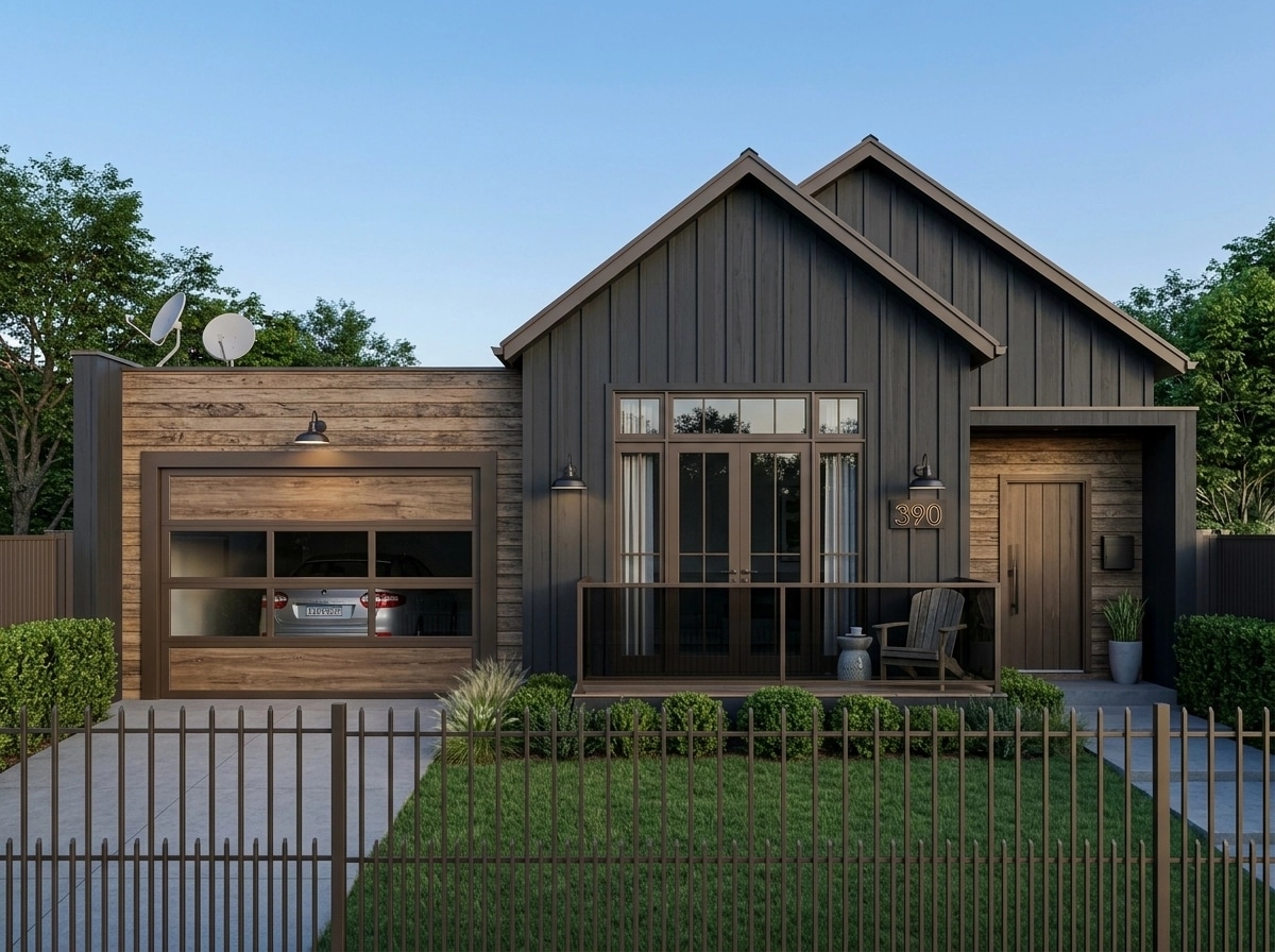 Facade design in Barnhouse Facade style — photo by GenRoom AI