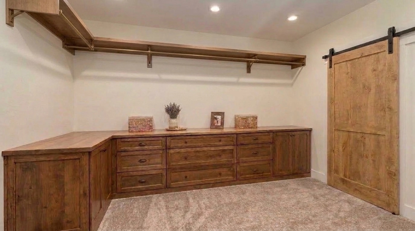 Interior design in Modern Farmhouse style — wardrobe by GenRoom AI