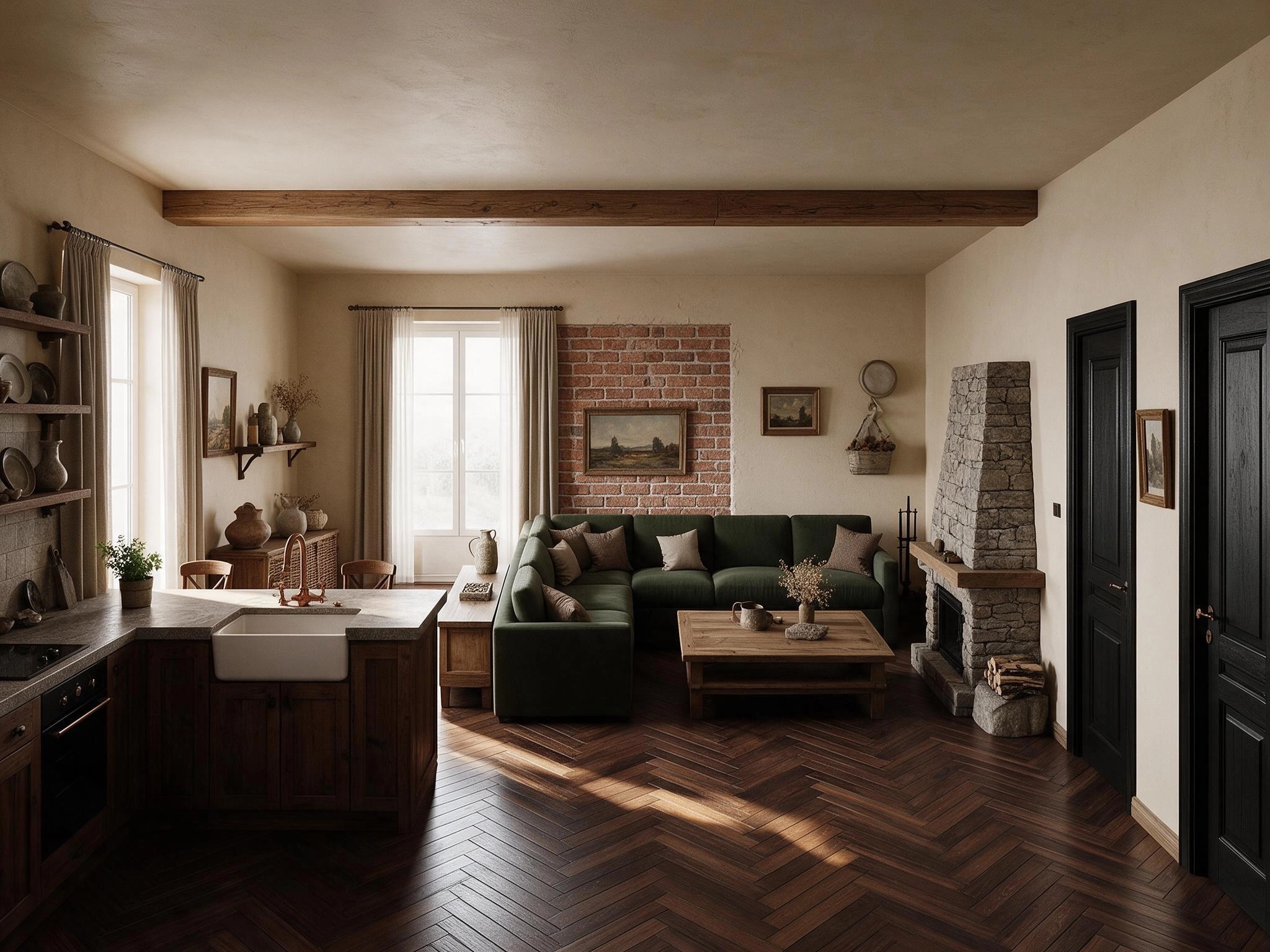 Interior design in Rustic style — Living Room by GenRoom AI