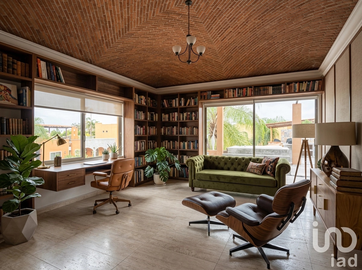 التصميم الداخلي بنمط Mid-Century Modern — library من GenRoom AI