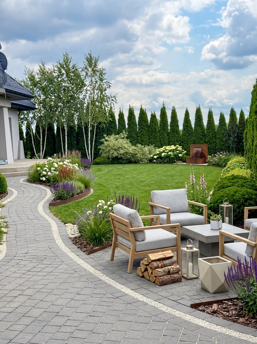 Landscape design in Scandinavian Garden style — Yard by GenRoom AI