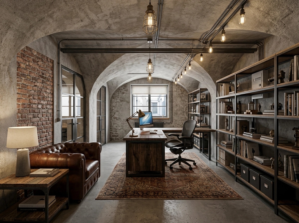 Office interior in Loft / Industrial style — photo by GenRoom AI