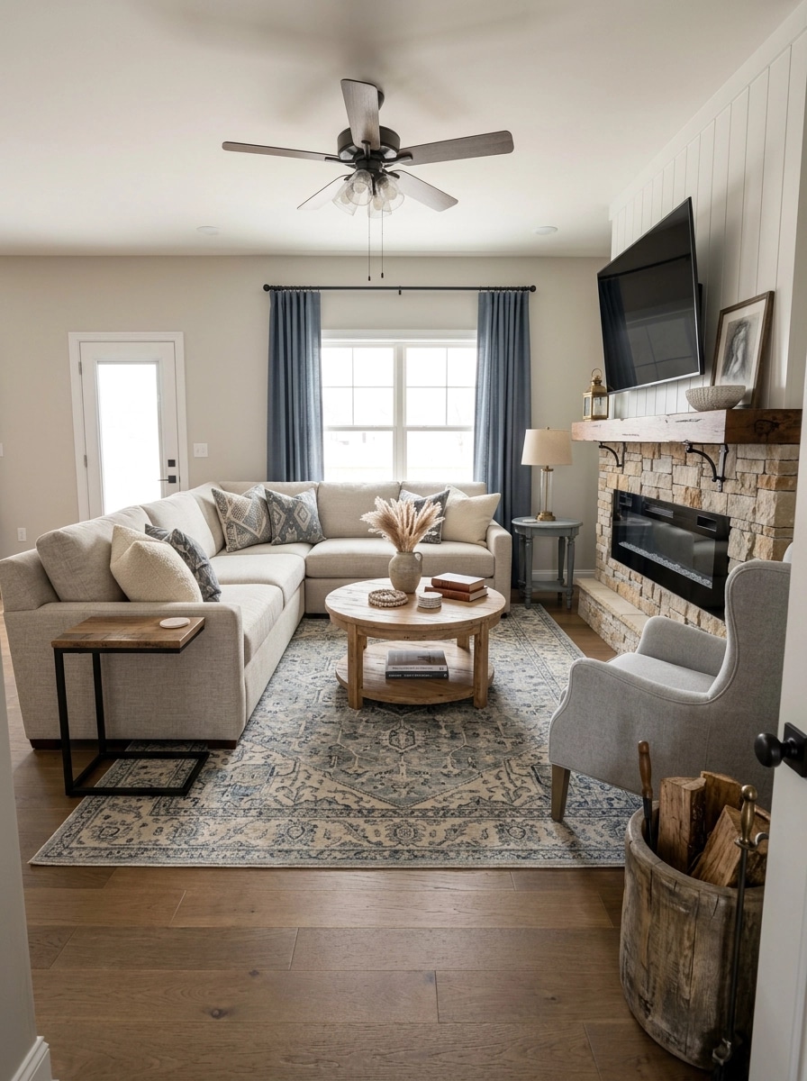 Modern Farmhouse Living Room design — interior photo by GenRoom AI
