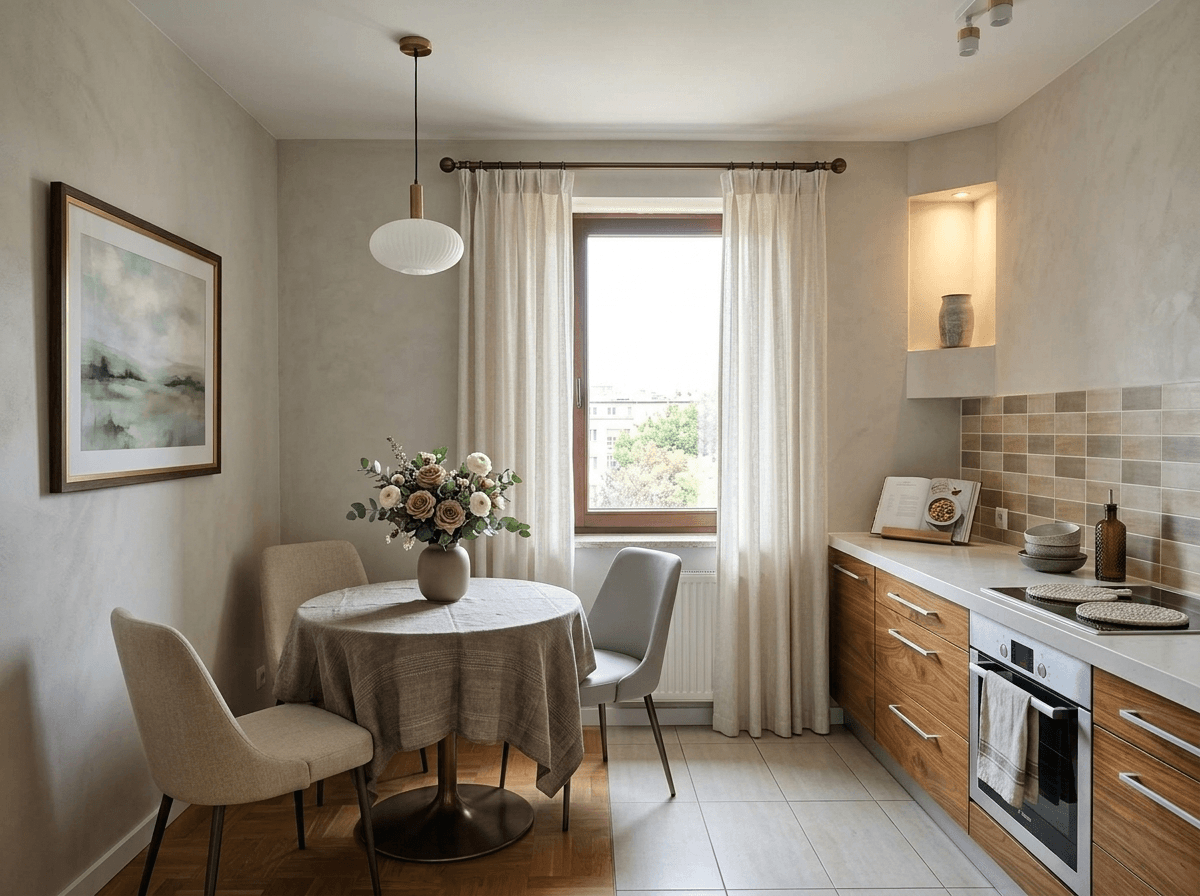 Kitchen interior in Transitional style — photo by GenRoom AI