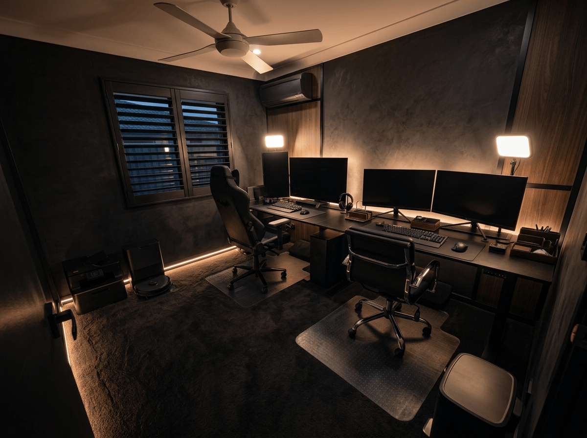Design d'intérieur en style Blacktec — Bureau par GenRoom AI