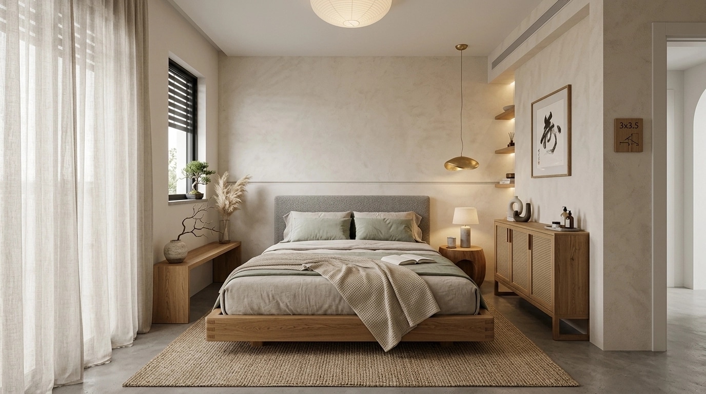 Japandi Chambre design — interior photo by GenRoom AI