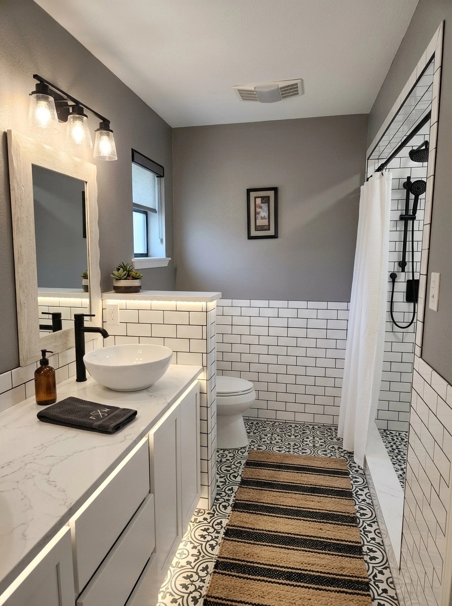 Bathroom interior in Modern Farmhouse style — photo by GenRoom AI