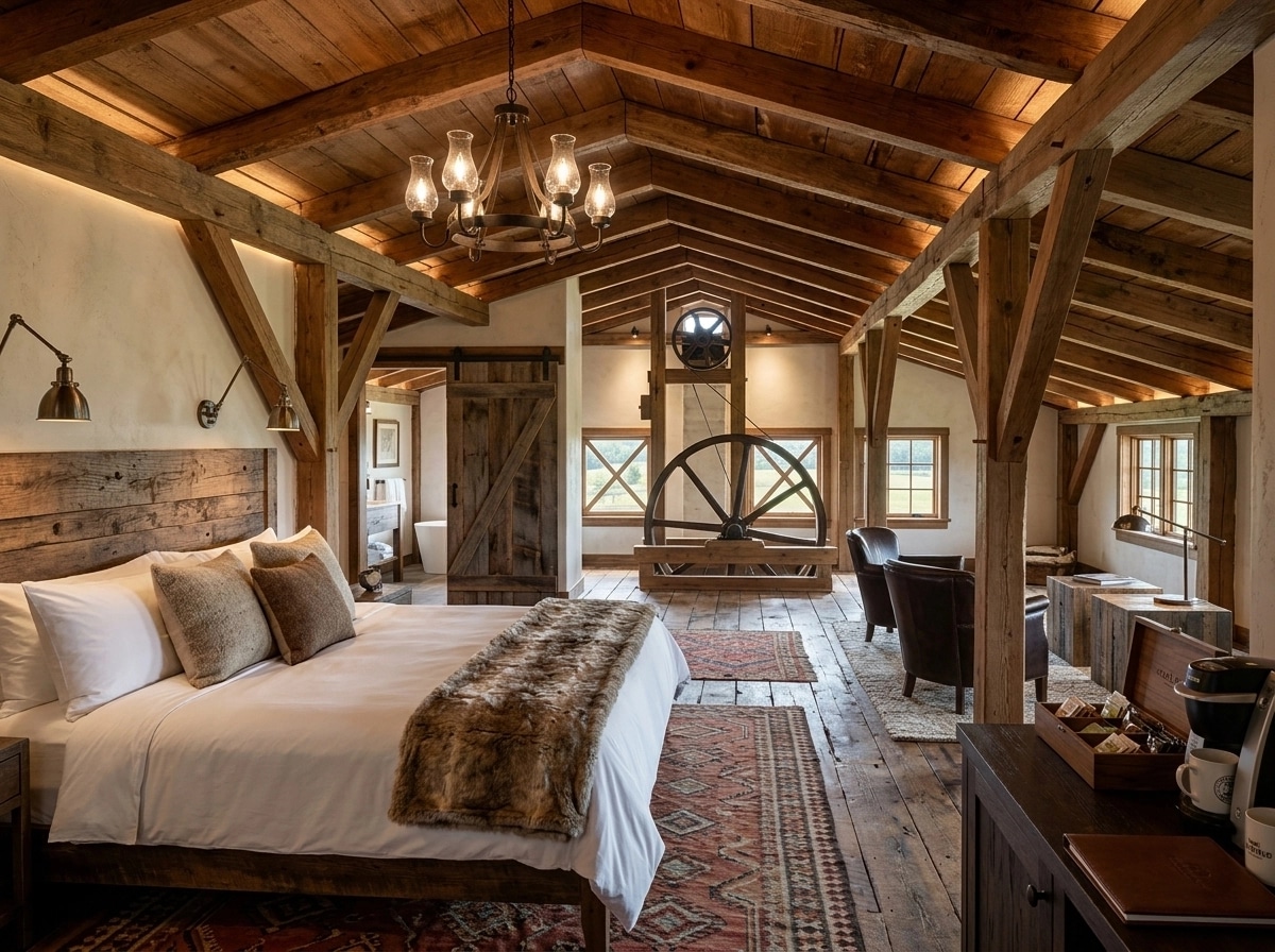 Interior design in Rustic style — hotel_room by GenRoom AI