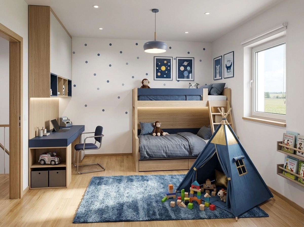 Contemporary Kids Room design — interior photo by GenRoom AI