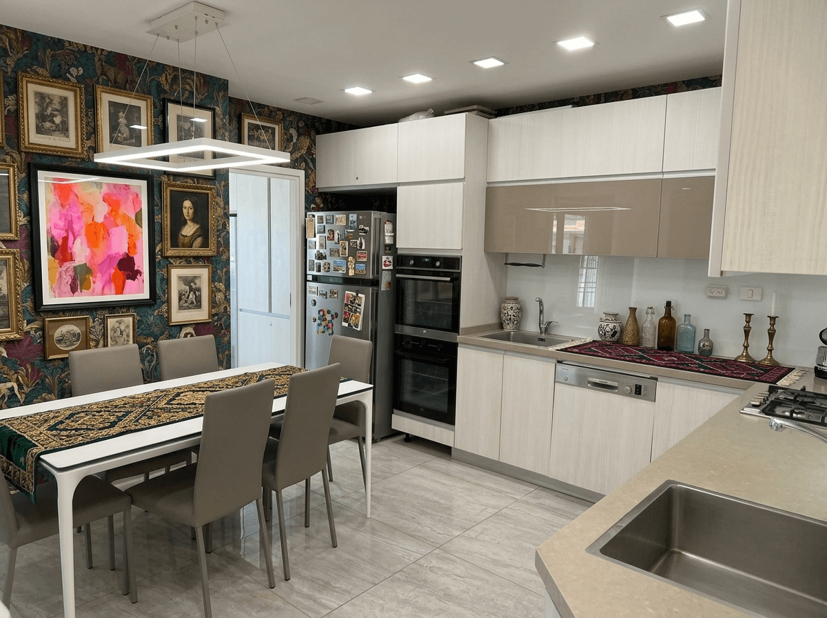 Kitchen interior in Maximalist style — photo by GenRoom AI