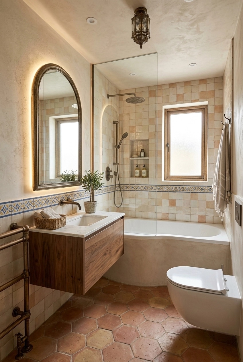 Bathroom interior in Mediterranean style — photo by GenRoom AI