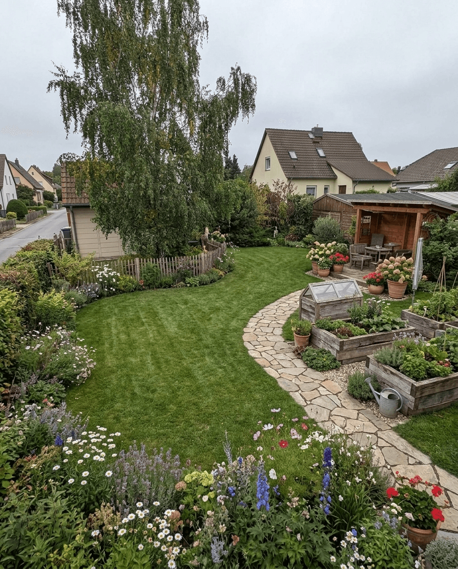 Yard design in Country Rustic Garden style — photo by GenRoom AI