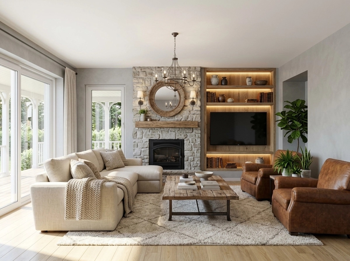 Modern Farmhouse Living Room design — interior photo by GenRoom AI