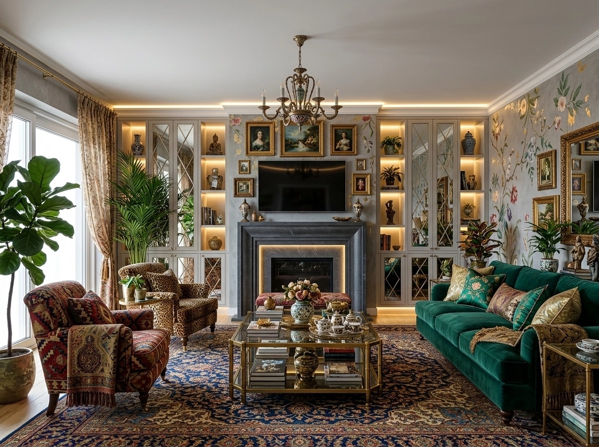 Maximalist Living Room design — interior photo by GenRoom AI